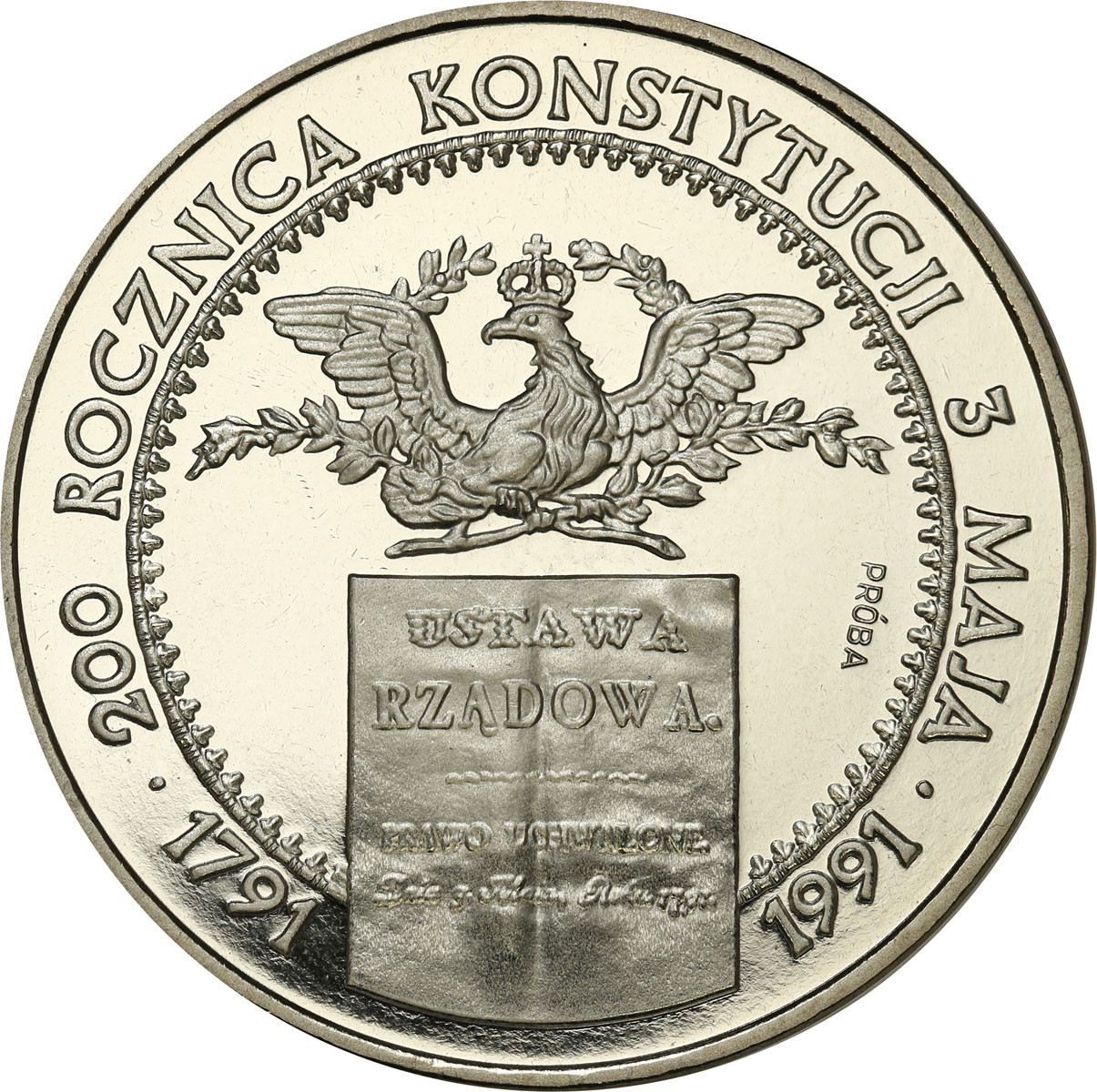 PRL. PRÓBA Nikiel 200 000 złotych 1991 – Konstytucja